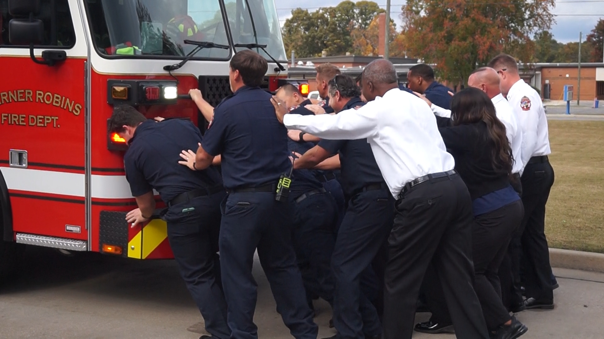 Warner Robins Fire Department holds Push-In Ceremony for new $1.1 million Apparatus, dubbed Ladder 1